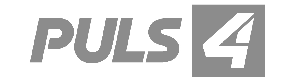 Logo des TV-Senders Puls4 in s/w